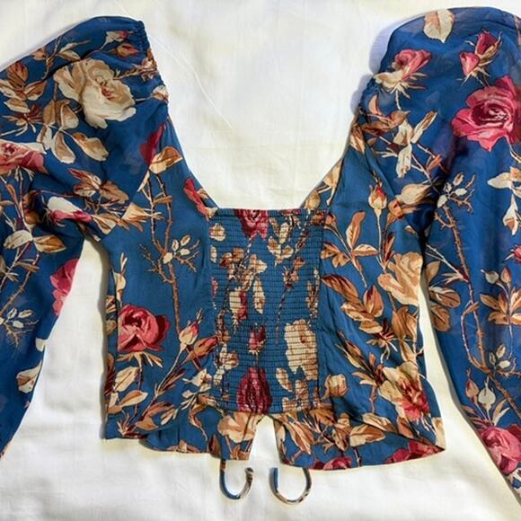 Urban Outfitters Topanga Blue Button-Front Blouse - Picture 6 of 7